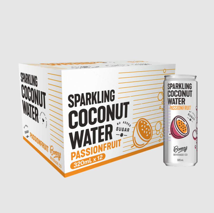 Bonsoy Sparkling Coconut Water w/ Passionfruit 12x250ml - Cafe Supply
