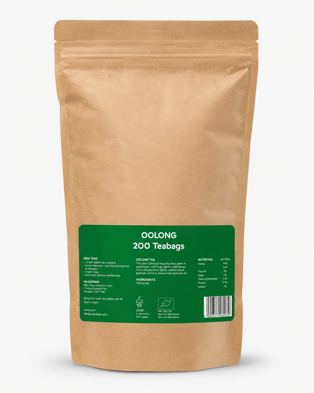 NEMI ORGANIC OOLONG TEA 200 TB'S - Cafe Supply