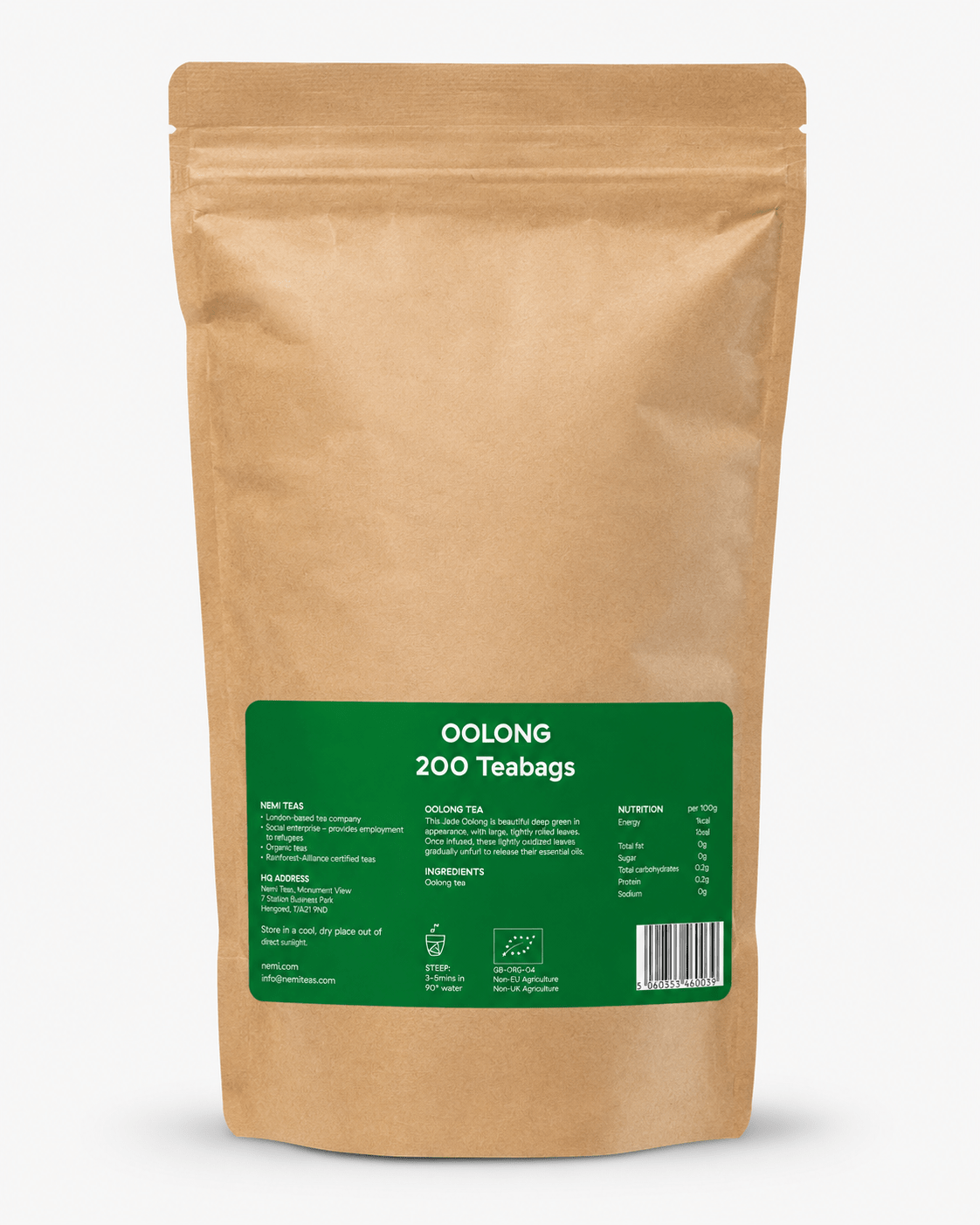 NEMI ORGANIC OOLONG TEA 200 TB'S - Cafe Supply